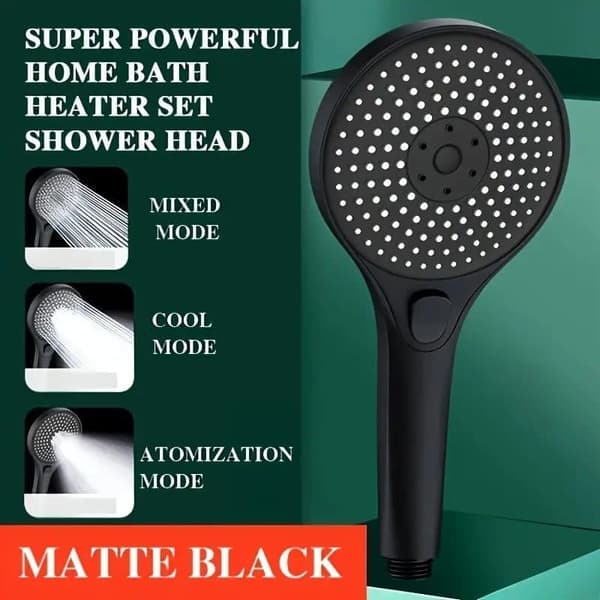 High-Pressure Shower Head - Large Panel, Pressure-Boosted Super Powerful Rain Shower for Bathroom Black black