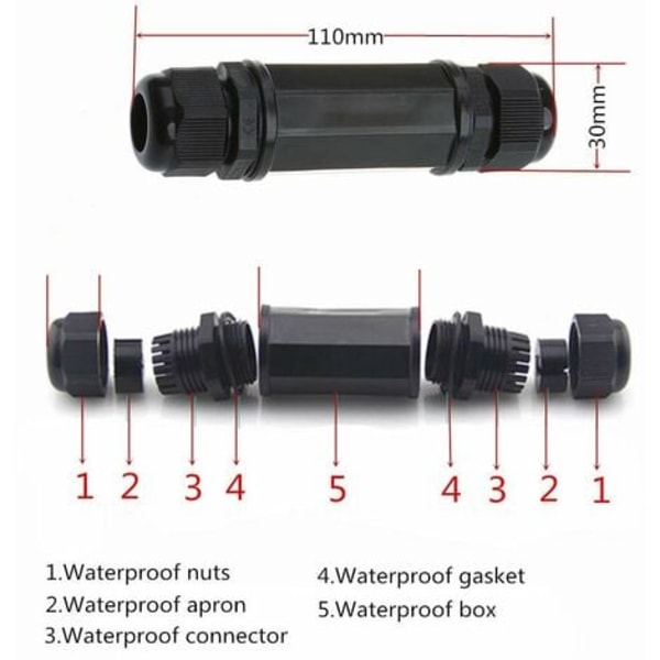 TS-Sarja 2 kpl suojattuja RJ45-vedenpitäviä liittimiä Cat5/5e/6 8P8C IP67 Ethernet LAN uros kaksoispää ulkokäyttöön LAN-kytkinsovitin naaras-naaras