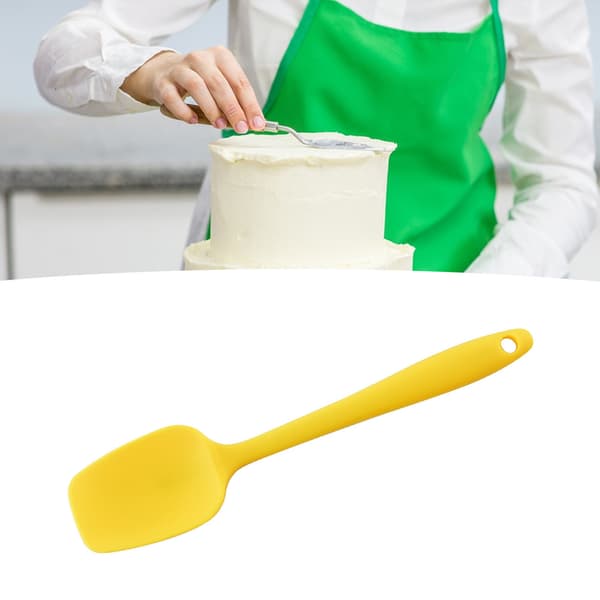 Heat-Resistant T-Shaped Silicone Scraper Comfortable Grip Versatile Kitchen Utensil Yellow
