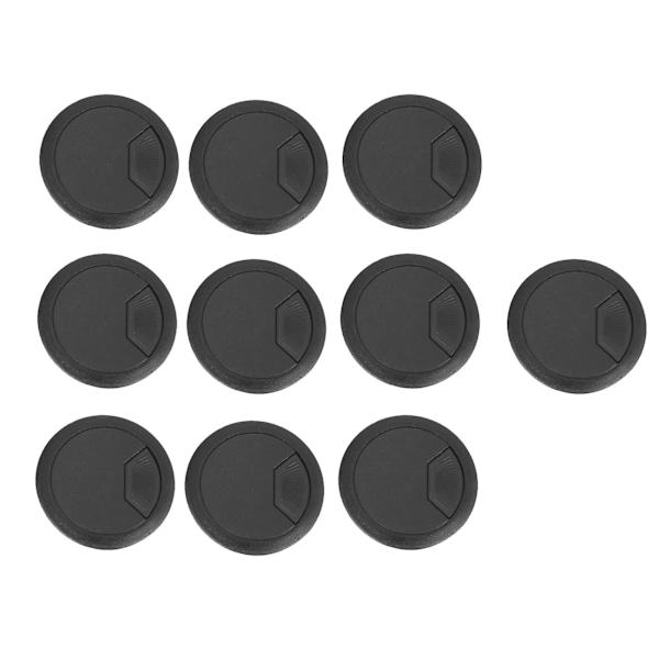 TS-10 stk. Runde Plastik Computer Skrivebord Kabel Grommet Hul Dækning 50mm Sort