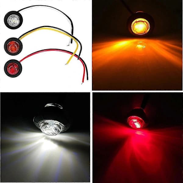 10x Lastebilbuss Båt Tilhenger Sidemarkeringslys Lampe 3led Markeringslys