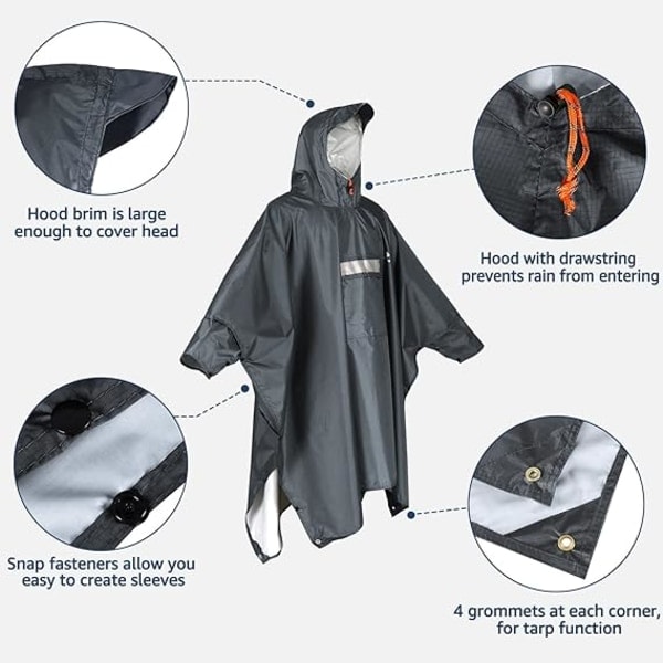 Vattentät Regnponcho med Ärmar och Fickor, Lättviktig