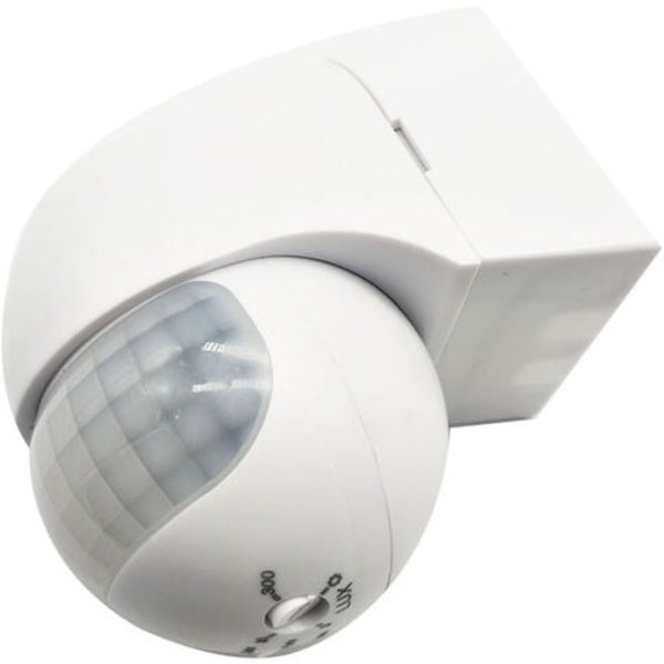 TS-Bevægelsessensor til Udendørs Brug IP44, Overflademontering, Programmerbar, Infrarød Sensor, Rækkevidde 15m/180°, LED-egnet, Justerbar, Maks. 800W/500W
