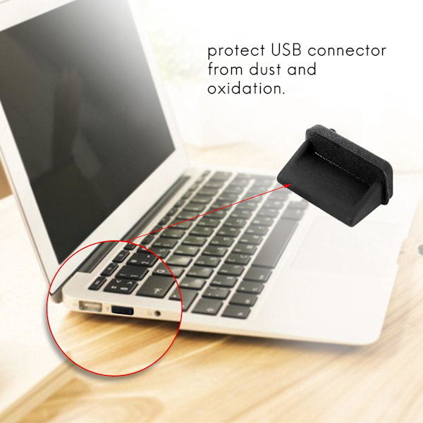 TS-10 st Silikon USB Port Plugg Skyddskåpa Svart