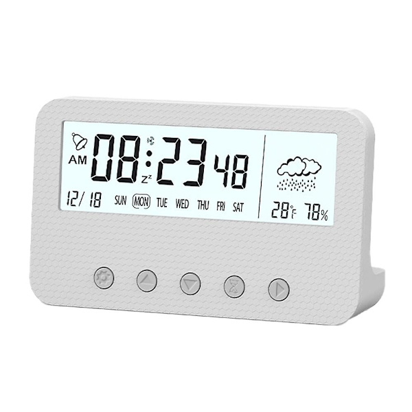 LED Electronic Alarm Clock Simple Clock Student Children Bedside Clock White white