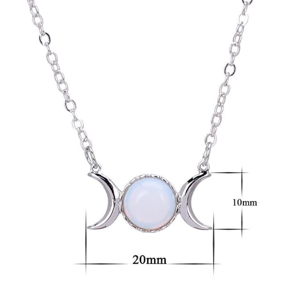1 stk. Opal Triple Goddess Moon Symbol Anheng Halskjede