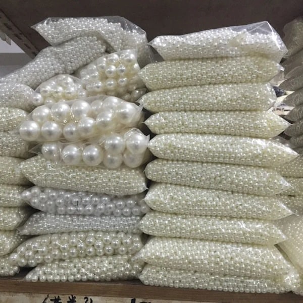 3-30 mm Sort Hvid Beige Imitationsperler Runde Akryl Løse Perler Til Håndarbejde Smykkefremstilling DIY Halskæde Armbånd White
