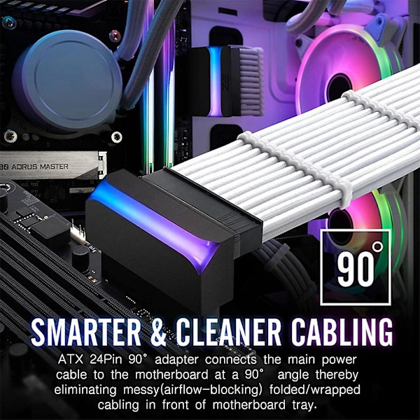 TS-Atx 24 Pin - 90 asteen virtasovitin Argb-emolevy 24-nastainen ohjauspää DIY-asennustarvike