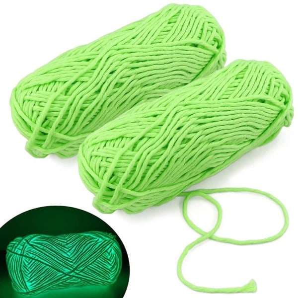 Självlysande garn för stickning och virkning - Perfekt Grön 2-Pack