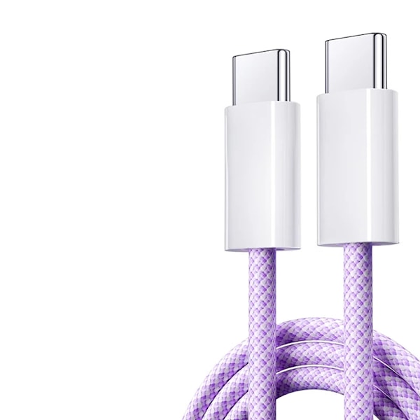 2023 Original USB C-kabel för iPhone 15 Pro Max iPad PD 65W 45W 25W Turboladdning Typ C Snabbladdare för Samsung S23 S22 Lila Purple 2m