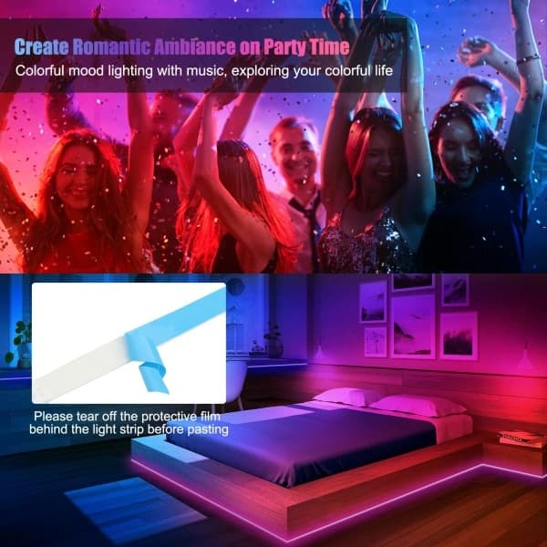 5M LED-lysstripe, intelligent appstyring, RGB LED-lysstripe, Bluetooth-tilkobling, USB-grensesnitt 5M 5 M
