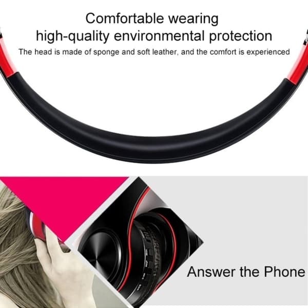LPT660 Bluetooth Hovedtelefoner - Mikrofon & TF-kort - Sort/Rød
