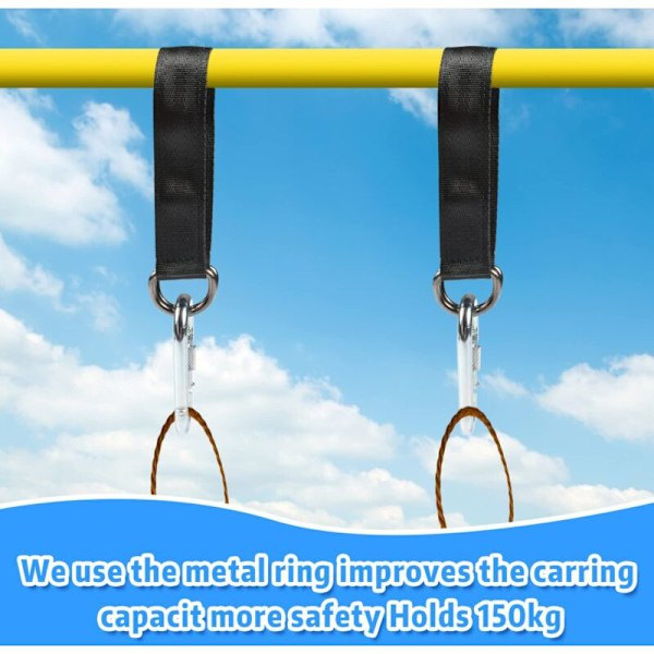 4 Piece Suspension Strap Set with D-Rings for Garden Swing or Hammock