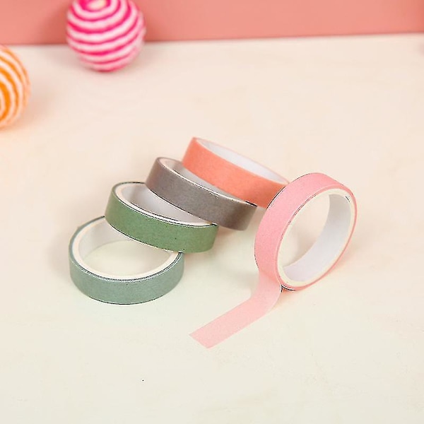 Washi-tape DIY skolemateriell | Dekorasjonsteip for skolemateriell - 5 stk/boks Farge -