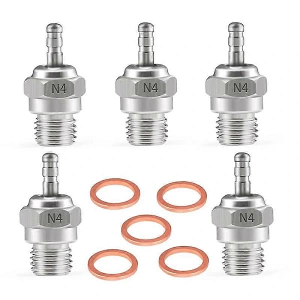 5 st Glödstift N4 Nitro Motor OS för HSP HPI Redcat 1/8 1/10 RC Bil