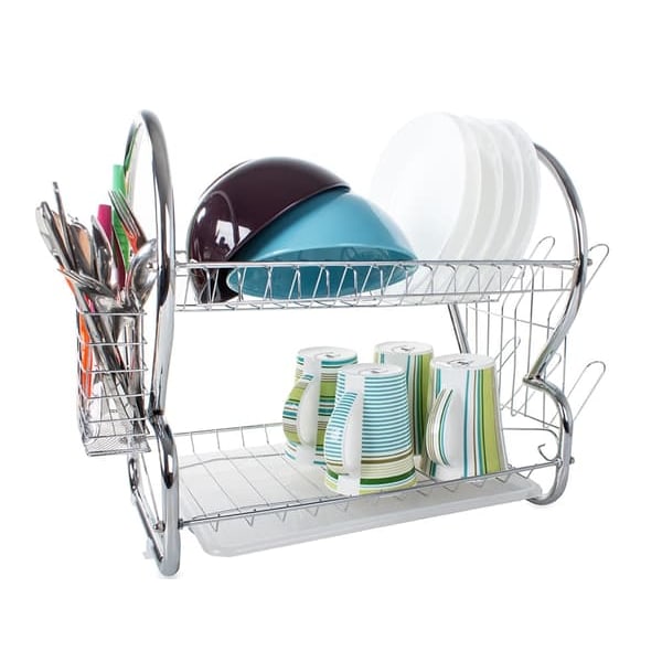 Two-Tier Dish Drying Rack - Dish Rack with Drainboard