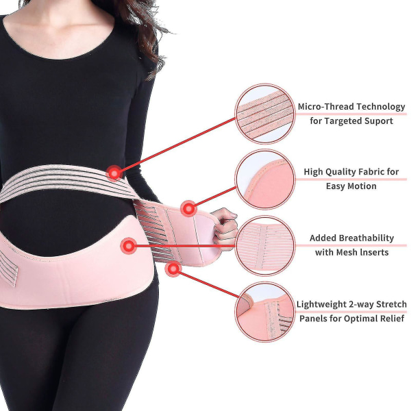 Graviditetsbälte Gravidbälte Mjukt, stretchbart Andningsbart Graviditetslyftstöd för mage Rosa XXL