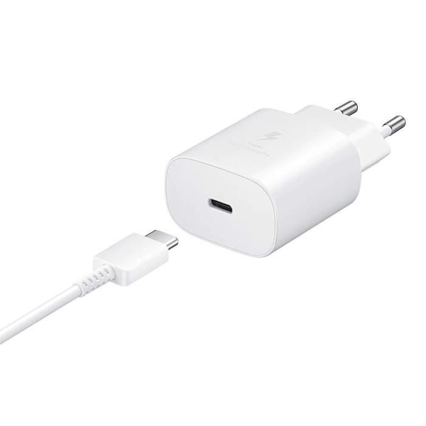 25W Hvid Type-C-opladningspakke + Type-C-kabel til Samsung Galaxy A25 A15 A05 A05s A35 A55 (Hvid)