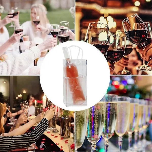 10-pakning Klar PVC Vinkjøler Veske Bærbar Champagnekjøler med Håndtak[JUN] transparent