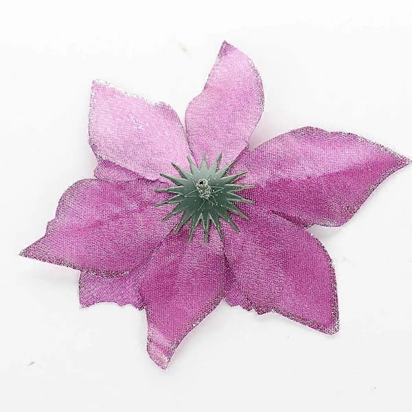 Glitterlilla Kunstige Juleblomster - 13 cm Festlig Dekoration