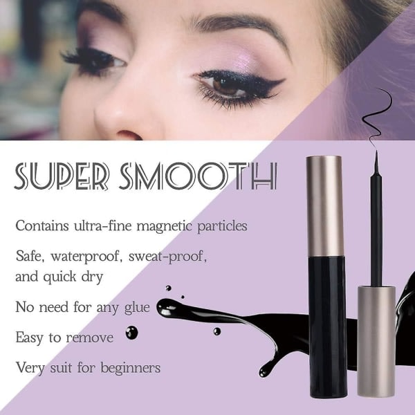 10 par magnetiska ögonfransar och 2 Eyeliner Set Naturligt utseende & återanvändbara