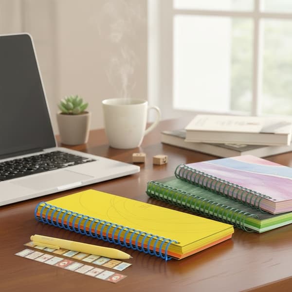 Spiralnotatbok Tykk Perm Dobbelt Spiralinnbinding Journalplanlegger for Studenter Kontor Notatskriving yellow