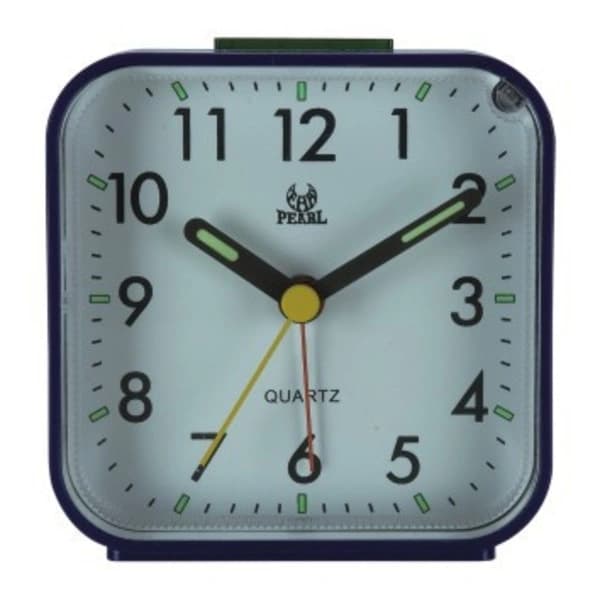 Silent Analog Alarm Clock Bedside Clock Square Table Clock Quartz Clock with Snooze and Luminous Blue Blue Blue Blue