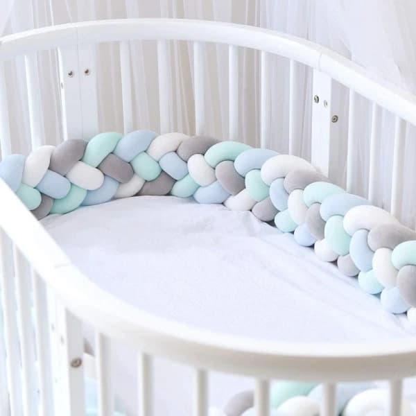 Babysängsskydd 4 Fläta Babykudde Orm Flätad Kantstopp Sammet #1
