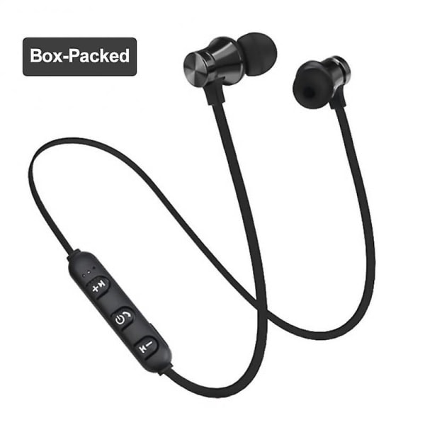 Trådløse magnetiske Bluetooth-hovedtelefoner Handsfree-headset med mikrofonstøjreducerende øretelefoner til Huawei Xiaomi Samsung med etui sort with box black327