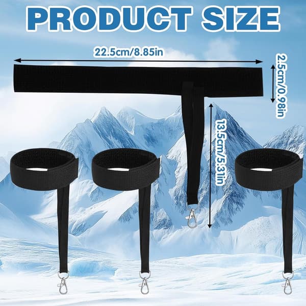 Skidhandskkoppel Justerbara Elastiska Handledsremmar för Snowboard och Vintersport, Svart, 4-pack