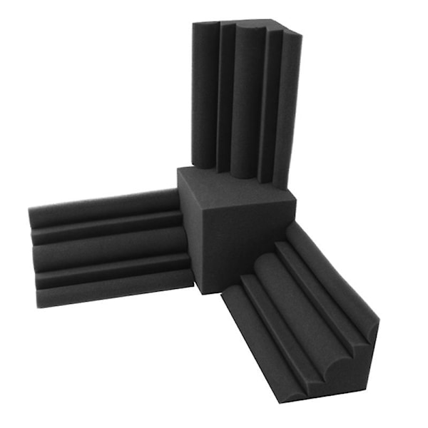 TS-4st/set Akustikskum 1st 15x15x15cm Fyrkantig Ljudisoleringsskum+3st 12x12x24cm Basfälla Vägg F