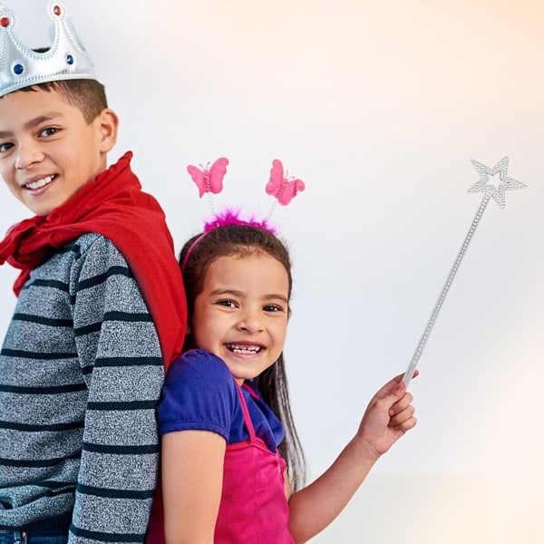 Mini Stjärnstavar 5st Stjärnstavar Silver Ängel Fe Prinsessa Stavar Stjärna För Flickor Kostym Födelsedag Bröllop Jul Halloween Party - Perfekt