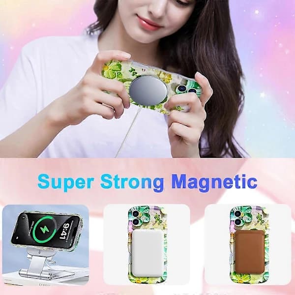 Magnetisk deksel for iPhone 16 Bølgekant Glitter TPU Bakside