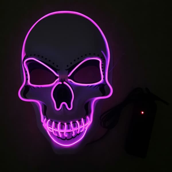 Halloween uhyggelig maske med lys til fest pink