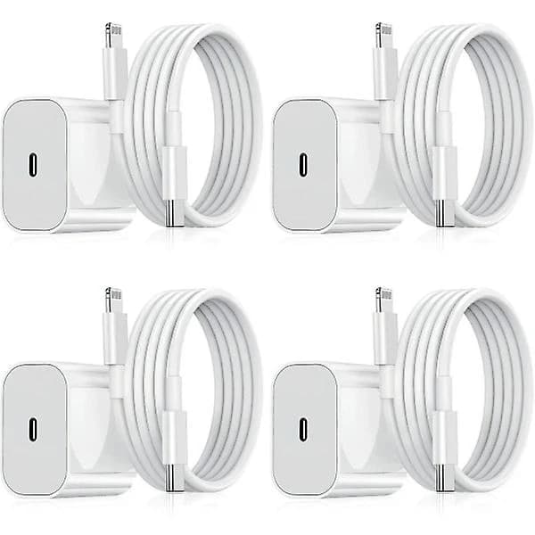 iPhone-oplader - Hurtiglader - Adapter + Kabel 20W USB-C Hvid 4-pak iPhone
