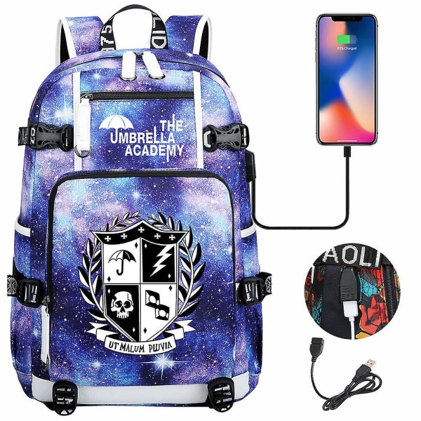 Film And Television Umbrella Academy Printing Multifunctional USB Youth School Bag#23
