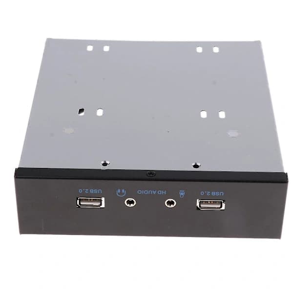 USB2.0 2-Portars 5.25\" Metallfrontpanelhubb för Optisk Enhet med 1 HD-ljud & Mikrofon