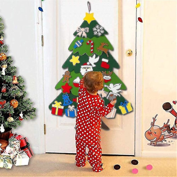 Gör-det-själv-filt julgranset set prydnader, barn vägghängande