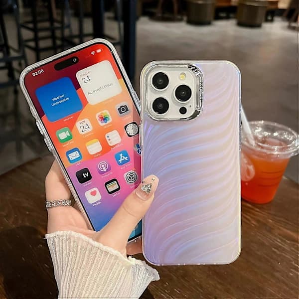 Skal för iPhone 16 Pro Max Silikon+PC IMD Lasertextur Matt Telefonskydd - AK2