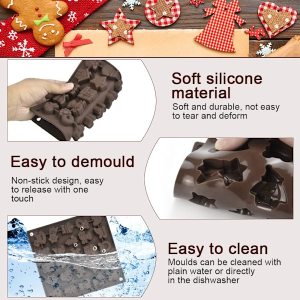 Silikonform för Choklad med 25 Håligheter Jultema - Icke-klibbig Godis Choklad 3D Form Silikon Choklad Födelsedag Gelé Tårta Kakor