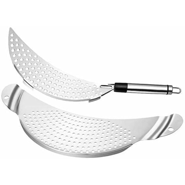 2 delar rostfritt stål Pastasil, Lätt att tömma, Slitstark, Diskmaskinsäker, Passar alla kastruller och kastruller - Perfekt