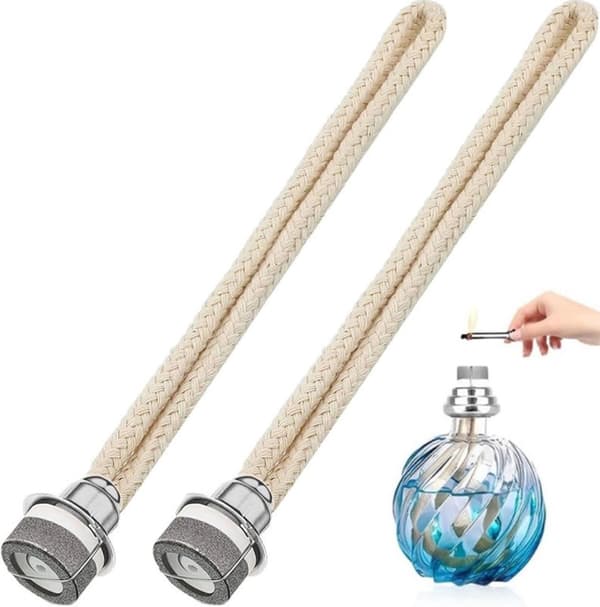 Katalytiska doftlampvekar 2-pack, keramiska bomullsbytesvekar för aromalampor, användning i hem och kontor, 18 mm x 14 cm