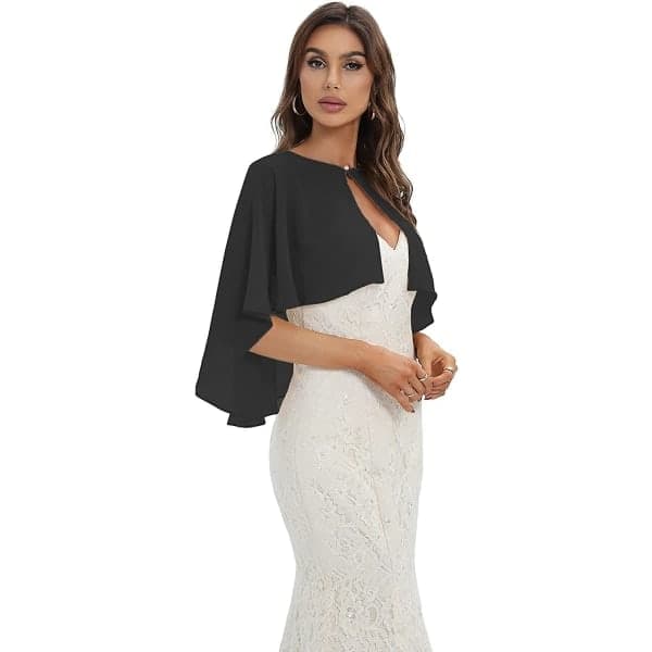 Kapper til Kvinder Chiffon Cape Sjaler & Omslag til Aftenkjole Bryllupskapper