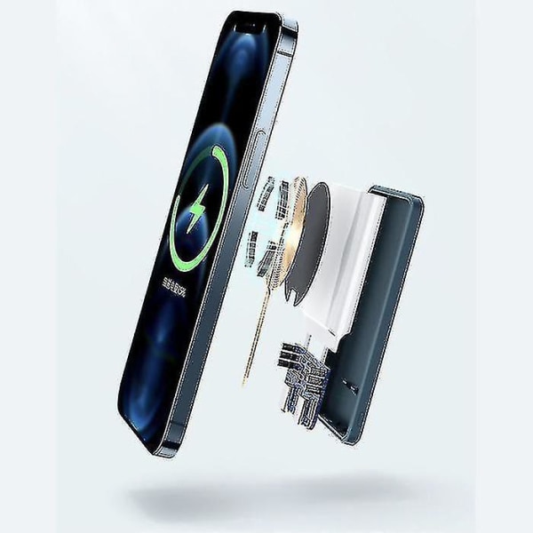 Magnetisk sug Trådlös Bärbar 5000mah Power Bank För Apple 15w Snabbladdning Dark Blue
