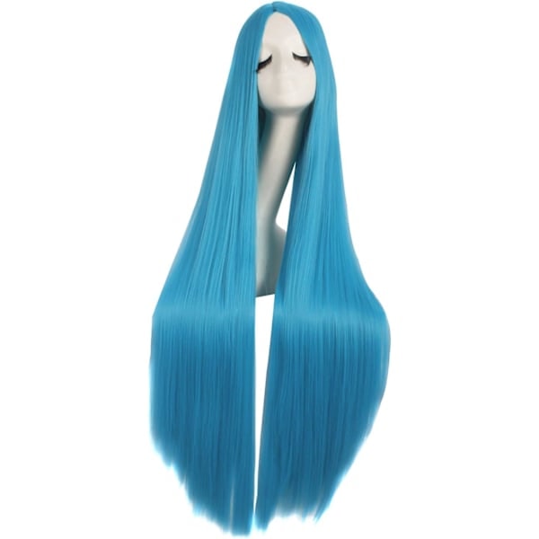 (Blå) 40 tum/100 cm Trendig Rak Naturlig Lång Anime Kostymperuk