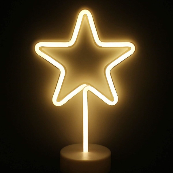 Led Stjärna Neonljusskyltar - Varmvita självlysande skyltar Rumsdekor Lampa Ljus Stjärnskylt Formad Dekor Ljus Slumber Lights För jul, födelsedagsfest