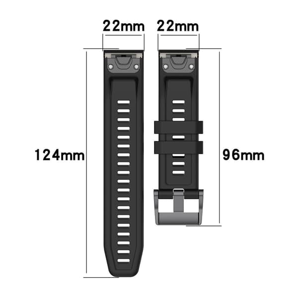 TS-Silikonarmbånd til Garmin Fenix 7 22mm - Svart