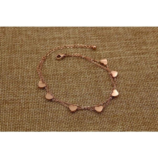 Hjertearmbånd, lagdelt armbånd - Perfekt roségull