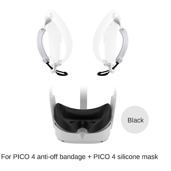TS-N4ht1 Håndrem+maske Kombination Til Pico 4 Håndtag Controller Tpu Anti Slip Rem+silikone Mas