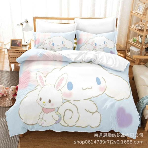 C02 Cartoon Cinnamoroll babyCinnamoroll Sängklädesset Överdrag Täcke Örngott Barn Present Db-Xin UK ENKEL 135x200cm